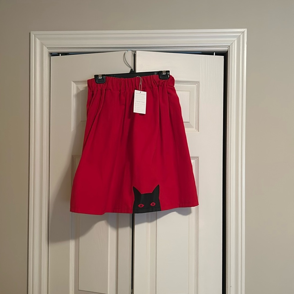 Unique Cat skater skirt, red, size smalll
